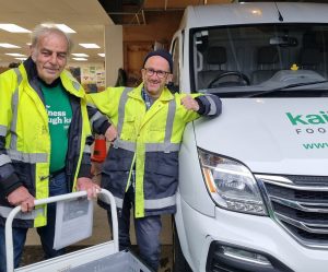 Kaibosh Food Rescue Drivers standing next to Kaibosh van at the Kaibosh Wellington depot.